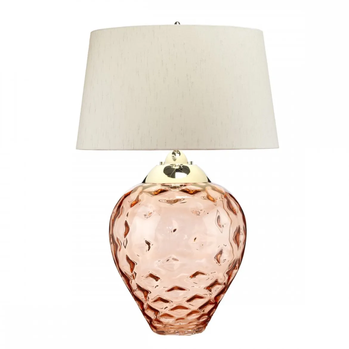 Elstead Samara Tischlampe groß Lachsfarben Schirm taupe 79cm