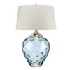 Elstead Samara Tischlampe groß hellblau Stoffschirm taupe 79cm