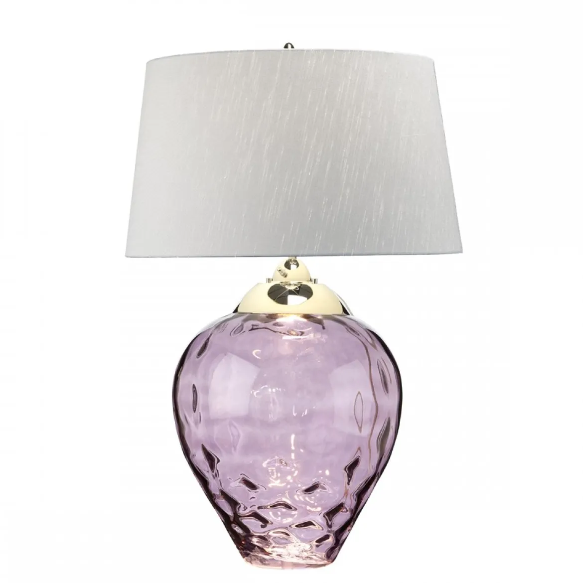 Elstead Samara Tischlampe groß Pflaume Schirm silberfarben 79cm