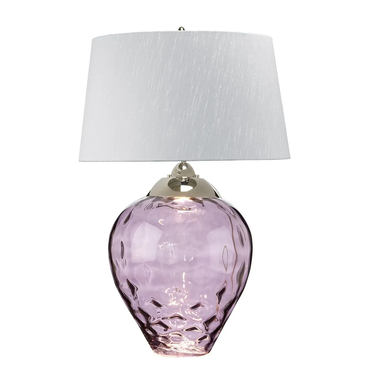 Elstead Samara Tischlampe groß Pflaume Schirm silberfarben 79cm