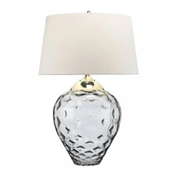Elstead Samara Tischlampe groß Rauch Schirm hellgrau 79cm