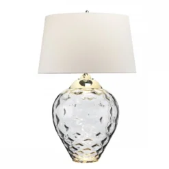 Elstead Samara Tischlampe groß Rauch Schirm hellgrau 79cm