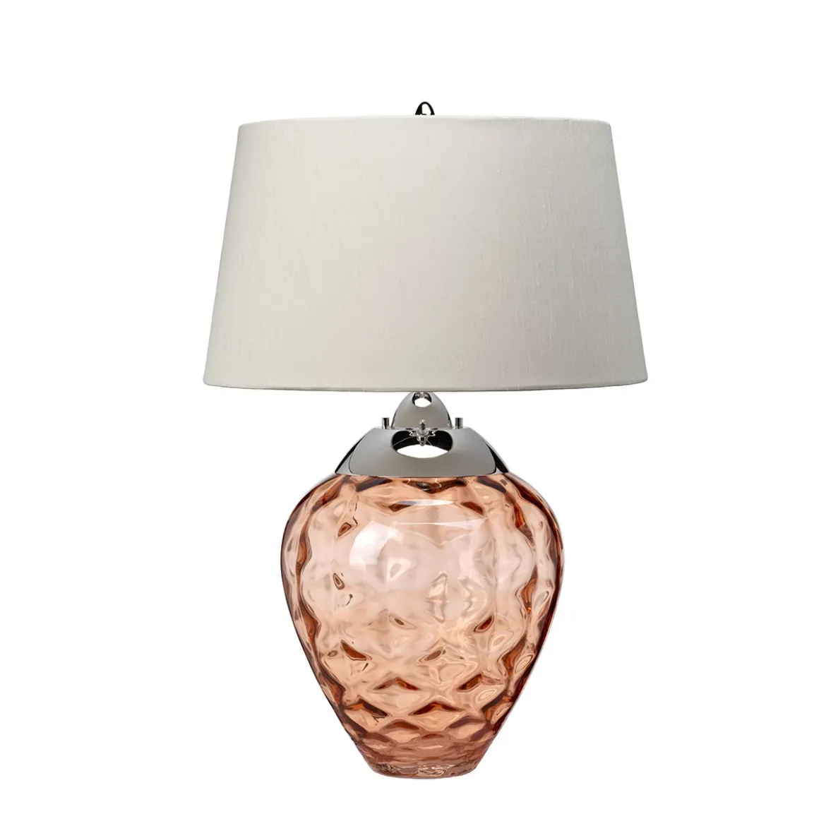 Elstead Samara Tischlampe klein Lachsfarben Schirm taupe 72cm