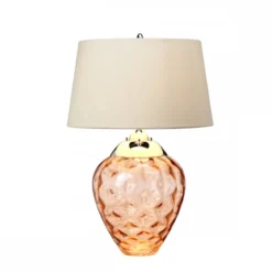 Elstead Samara Tischlampe klein Lachsfarben Schirm taupe 72cm
