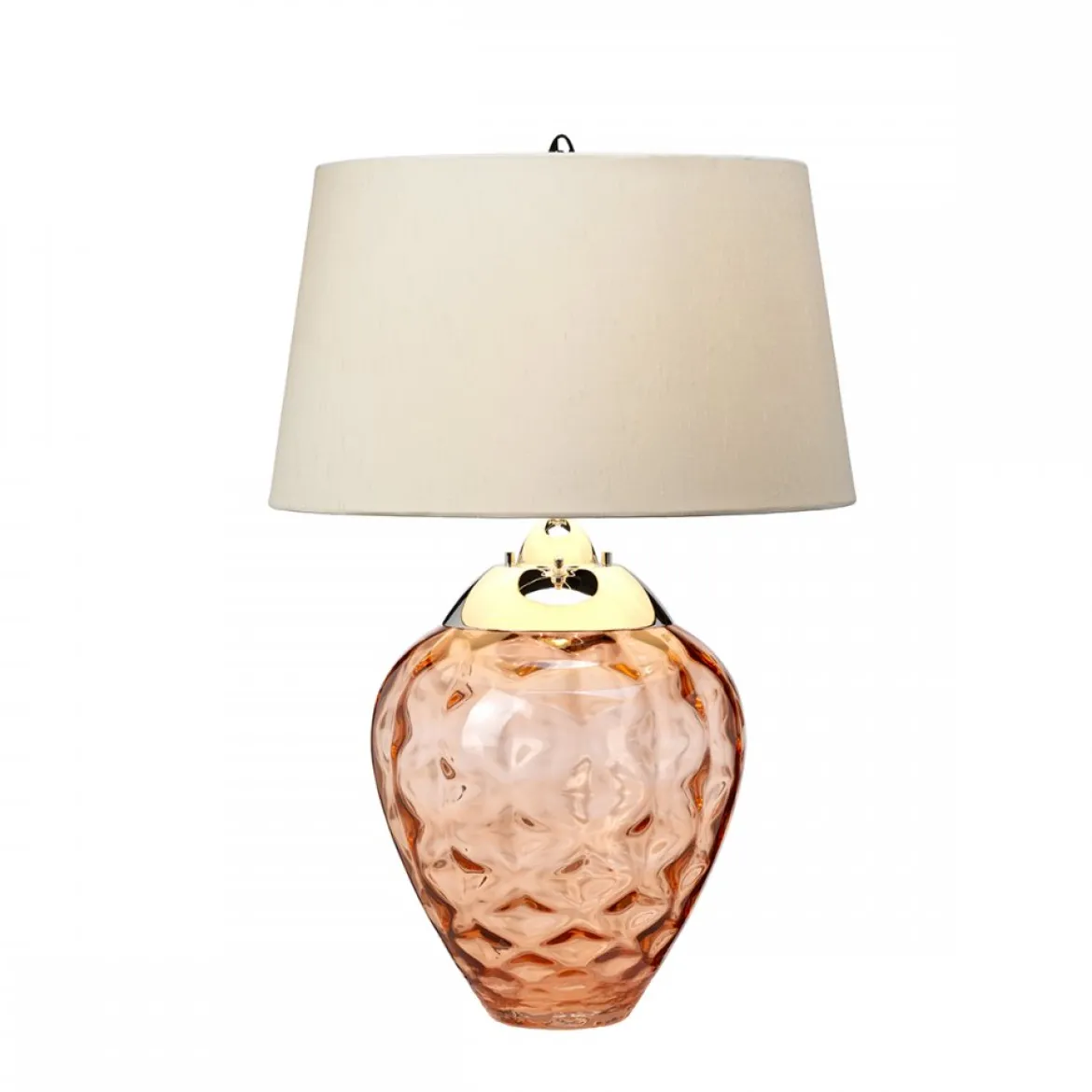 Elstead Samara Tischlampe klein Lachsfarben Schirm taupe 72cm