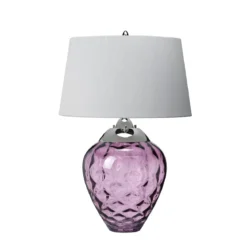 Elstead Samara Tischlampe klein Pflaume Schirm silberfarben 72cm