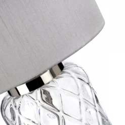 Elstead Sola Tischlampe Glas klar Schirm Titan Silber 51cm E27