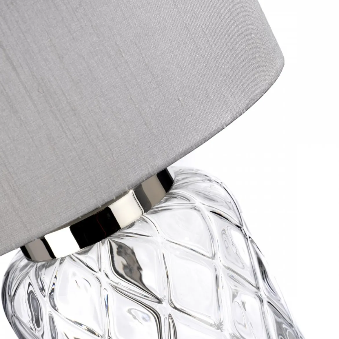 Elstead Sola Tischlampe Glas klar Schirm Titan Silber 51cm E27