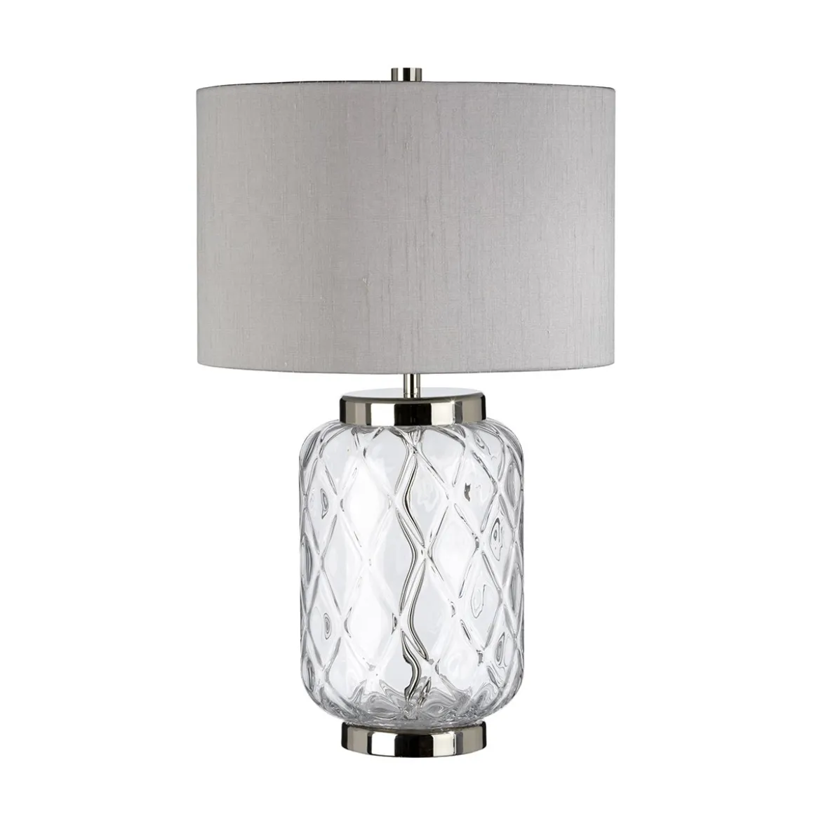 Elstead Sola Tischlampe Glas klar Schirm Titan Silber 51cm E27