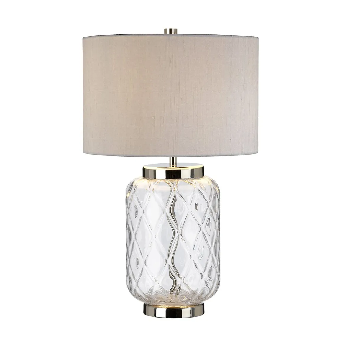 Elstead Sola Tischlampe Glas klar Schirm Titan Silber 51cm E27