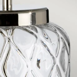 Elstead Sola Tischlampe Glas klar Schirm Titan Silber 51cm E27