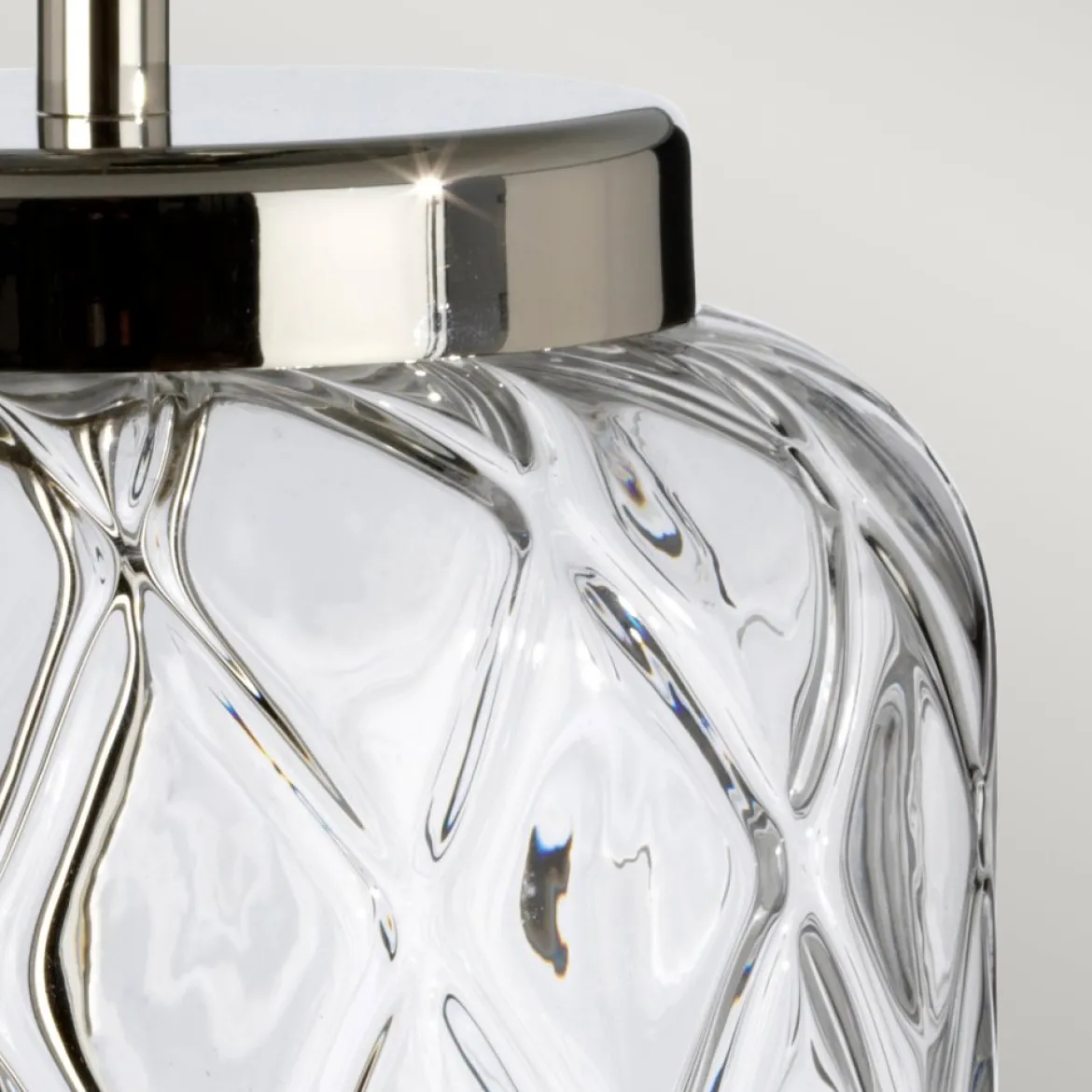 Elstead Sola Tischlampe Glas klar Schirm Titan Silber 51cm E27