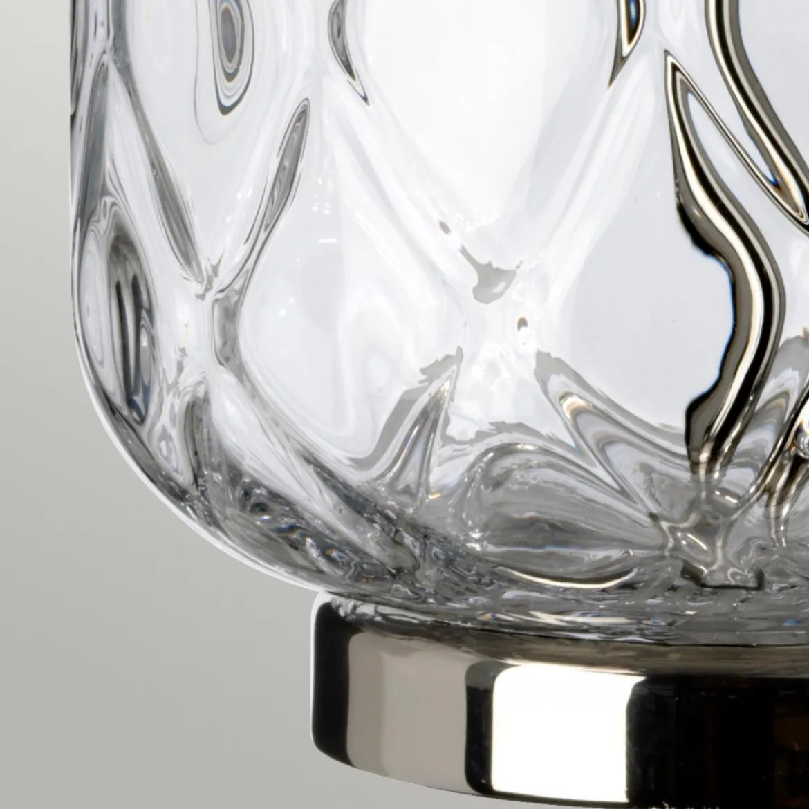 Elstead Sola Tischlampe Glas klar Schirm Titan Silber 51cm E27