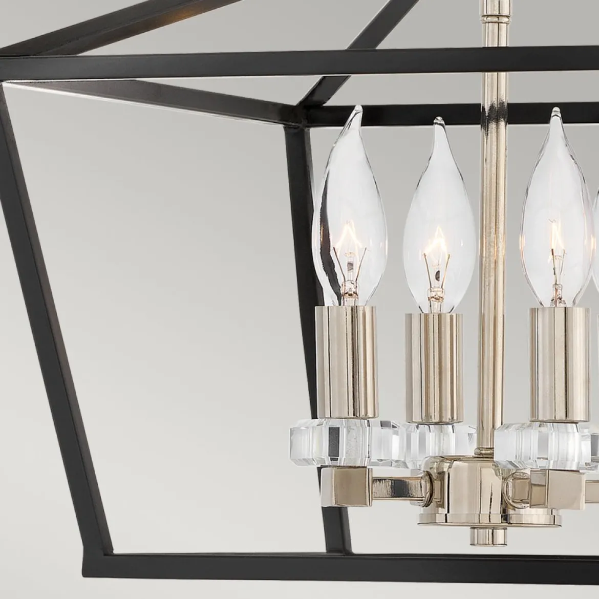 Elstead Stinson Medium Pendelleuchte 4-flammig schwarz Nickel poliert