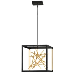 Elstead Styx LED Pendelleuchte quadratisch schwarz gold 3000K