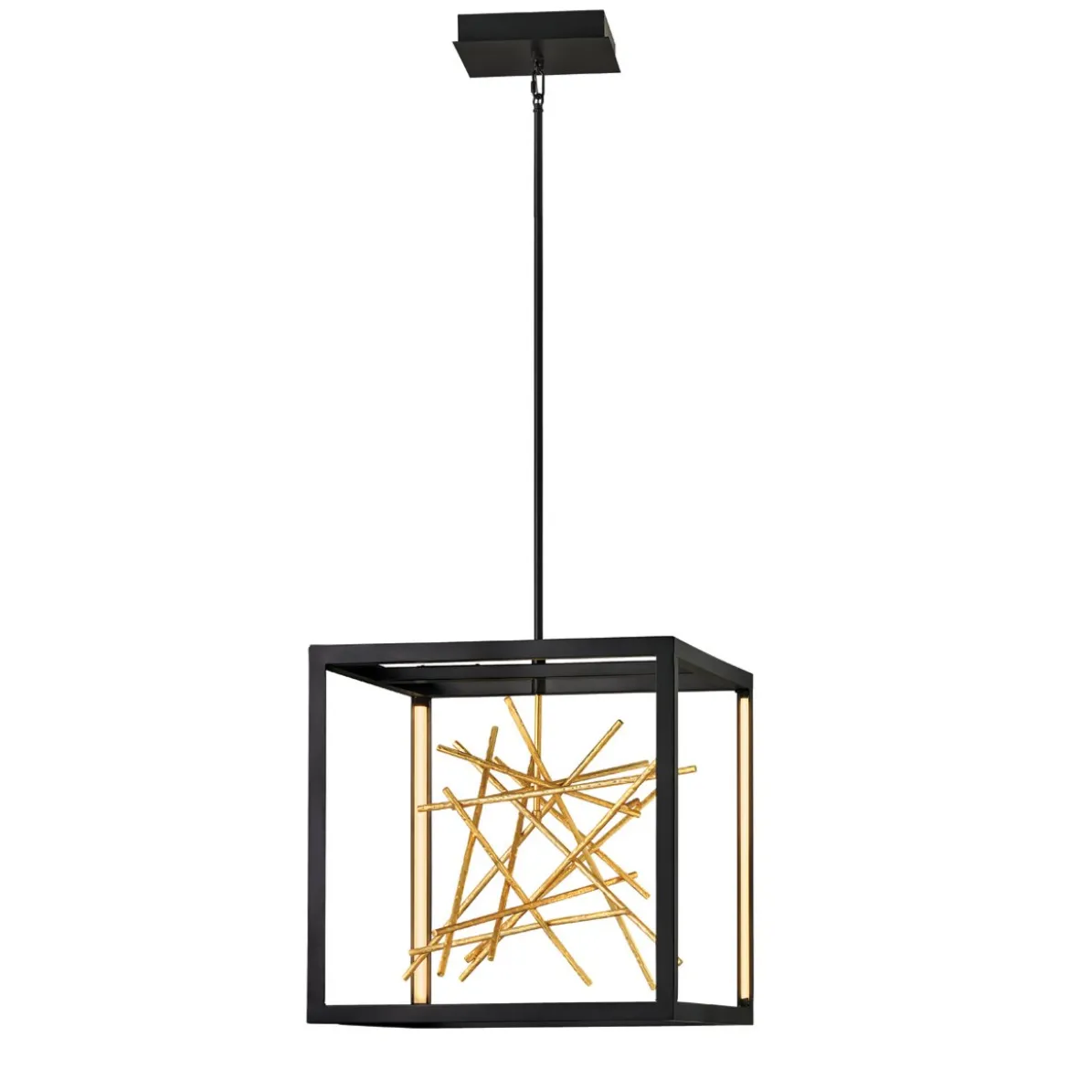 Elstead Styx LED Pendelleuchte quadratisch schwarz gold 3000K
