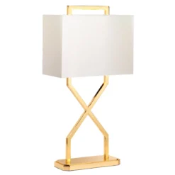 Elstead Tischleuchte goldfarben poliert Lampenschirm elfenbeinfarben 68cm