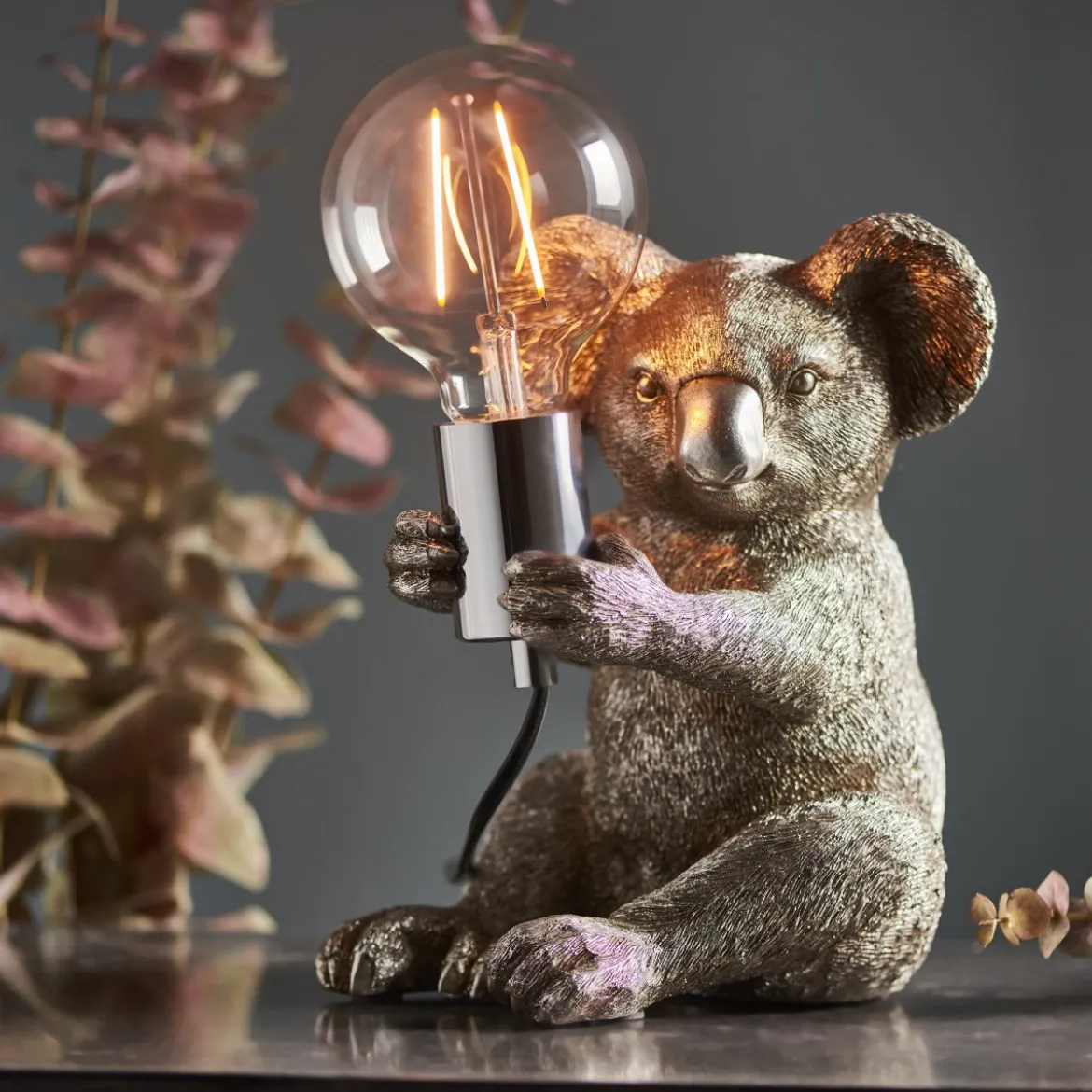ENDON 95081 Cosmo Koala Tischleuchte 1-flammig Silber-Vintage Chrome