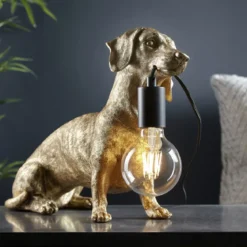 ENDON 101187 Dachshund Tischleuchte 1-flammig Gold-Vintage Schwarz matt
