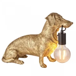 ENDON 101187 Dachshund Tischleuchte 1-flammig Gold-Vintage Schwarz matt