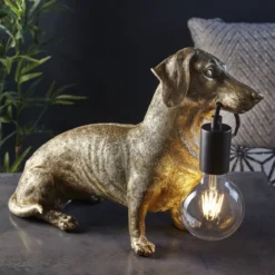 ENDON 101187 Dachshund Tischleuchte 1-flammig Gold-Vintage Schwarz matt