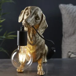 ENDON 101187 Dachshund Tischleuchte 1-flammig Gold-Vintage Schwarz matt