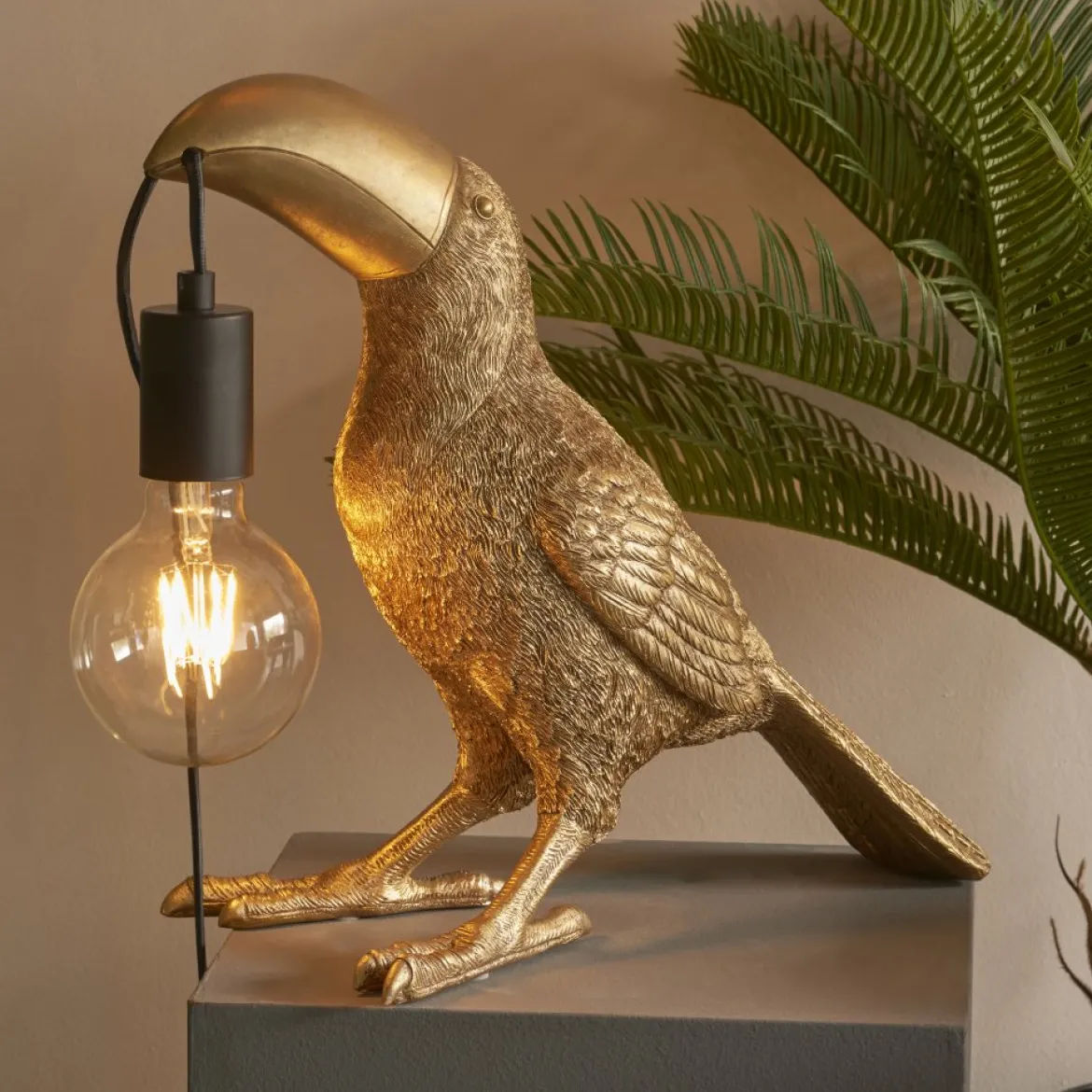 ENDON 95077 Toco Toucan Tischleuchte 1-flammig Gold-Vintage Schwarz matt