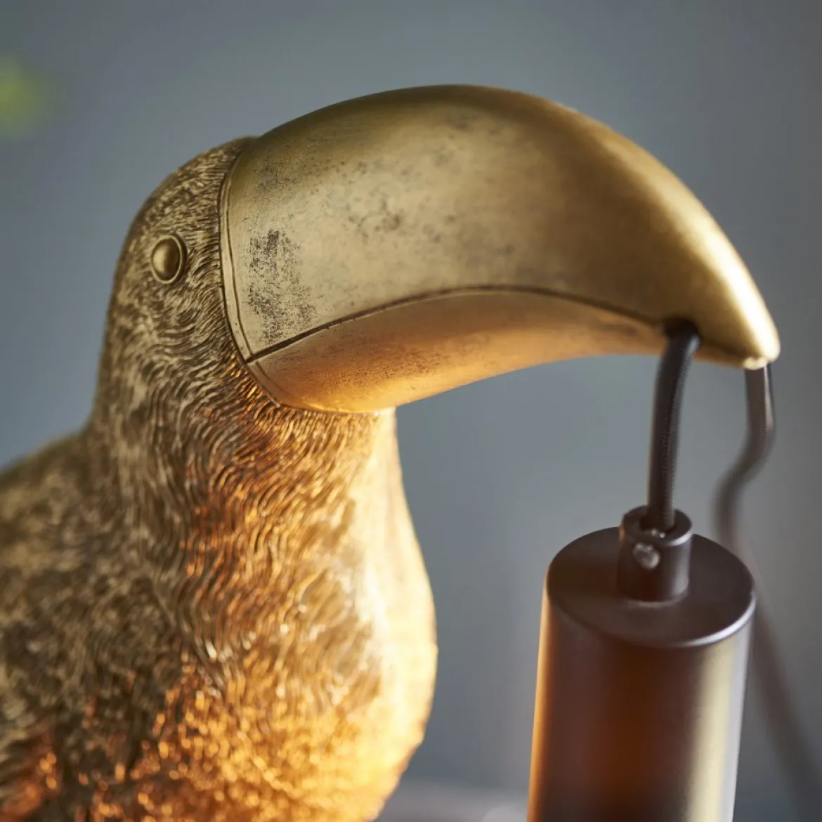 ENDON 95077 Toco Toucan Tischleuchte 1-flammig Gold-Vintage Schwarz matt
