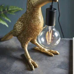 ENDON 95077 Toco Toucan Tischleuchte 1-flammig Gold-Vintage Schwarz matt