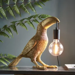ENDON 95077 Toco Toucan Tischleuchte 1-flammig Gold-Vintage Schwarz matt