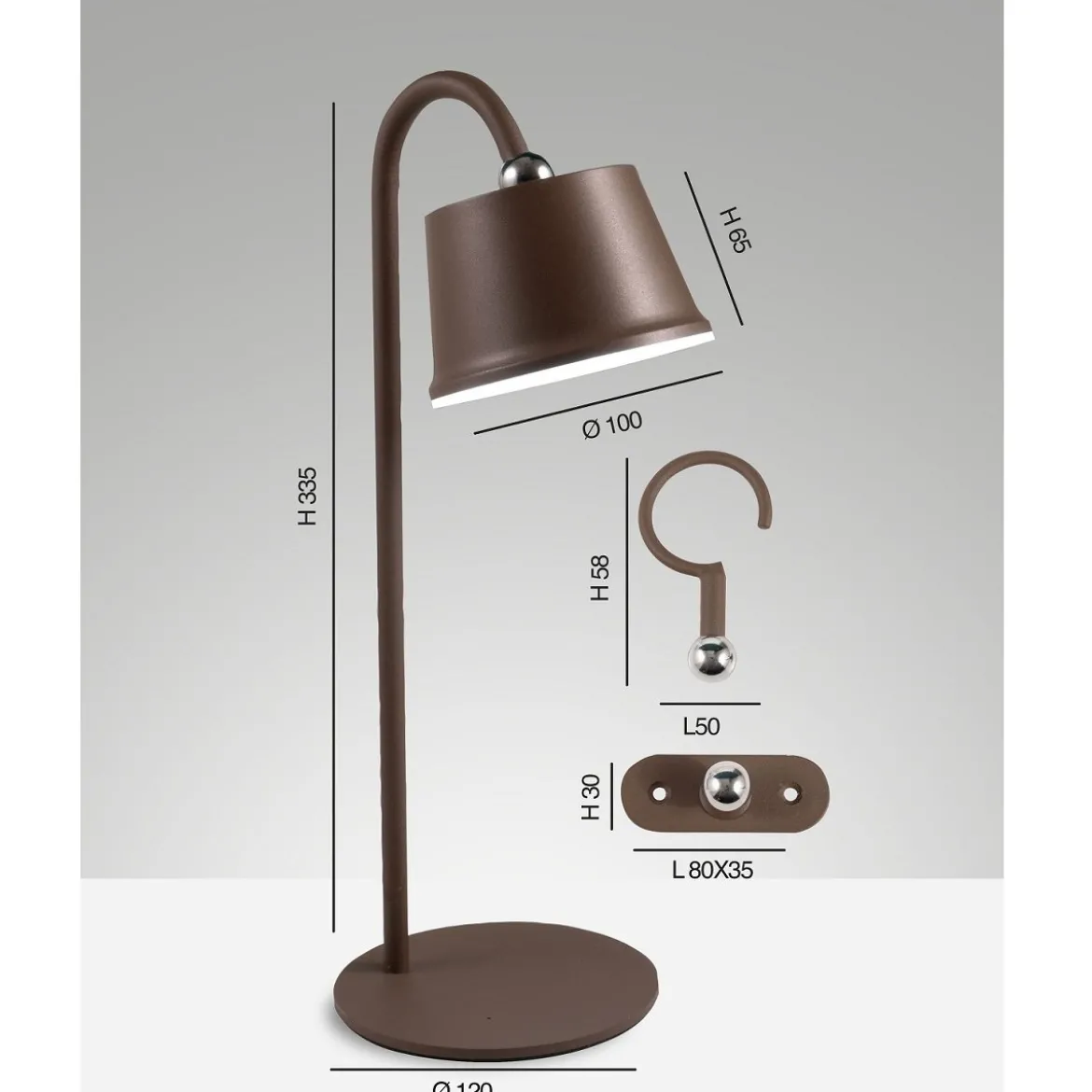 Fabas Luce 3742-71-361 LED Akkuleuchten-Set Armanda rostbraun dimmbar magnetisch