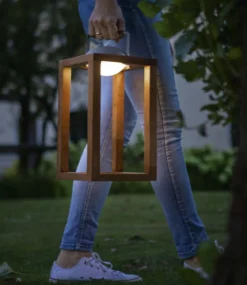 Fabas Luce 3738-30-130 LED Akku Tischleuchte Blend walnussfarben 41cm dimmbar