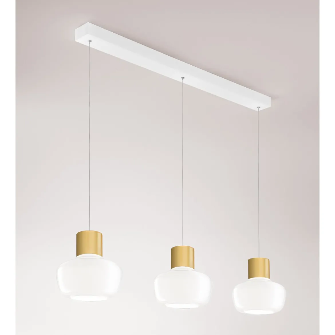Fabas Luce 3767-48-102 LED Pendelleuchte Kino 3-flammig in Linie weiß