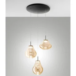 Fabas Luce 3774-47-125 LED Pendelleuchte Deva 3-flammig Amber dimmbar