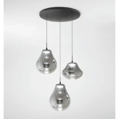 Fabas Luce 3774-47-126 LED Pendelleuchte Deva 3-flammig Grau Transparent