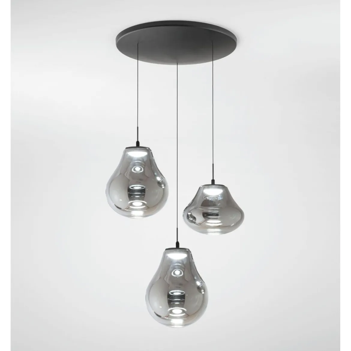 Fabas Luce 3774-47-126 LED Pendelleuchte Deva 3-flammig Grau Transparent