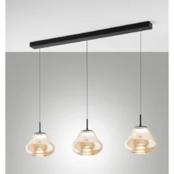 Fabas Luce 3774-48-125 LED Pendelleuchte Deva 3-flammig in Linie Amber dimmbar
