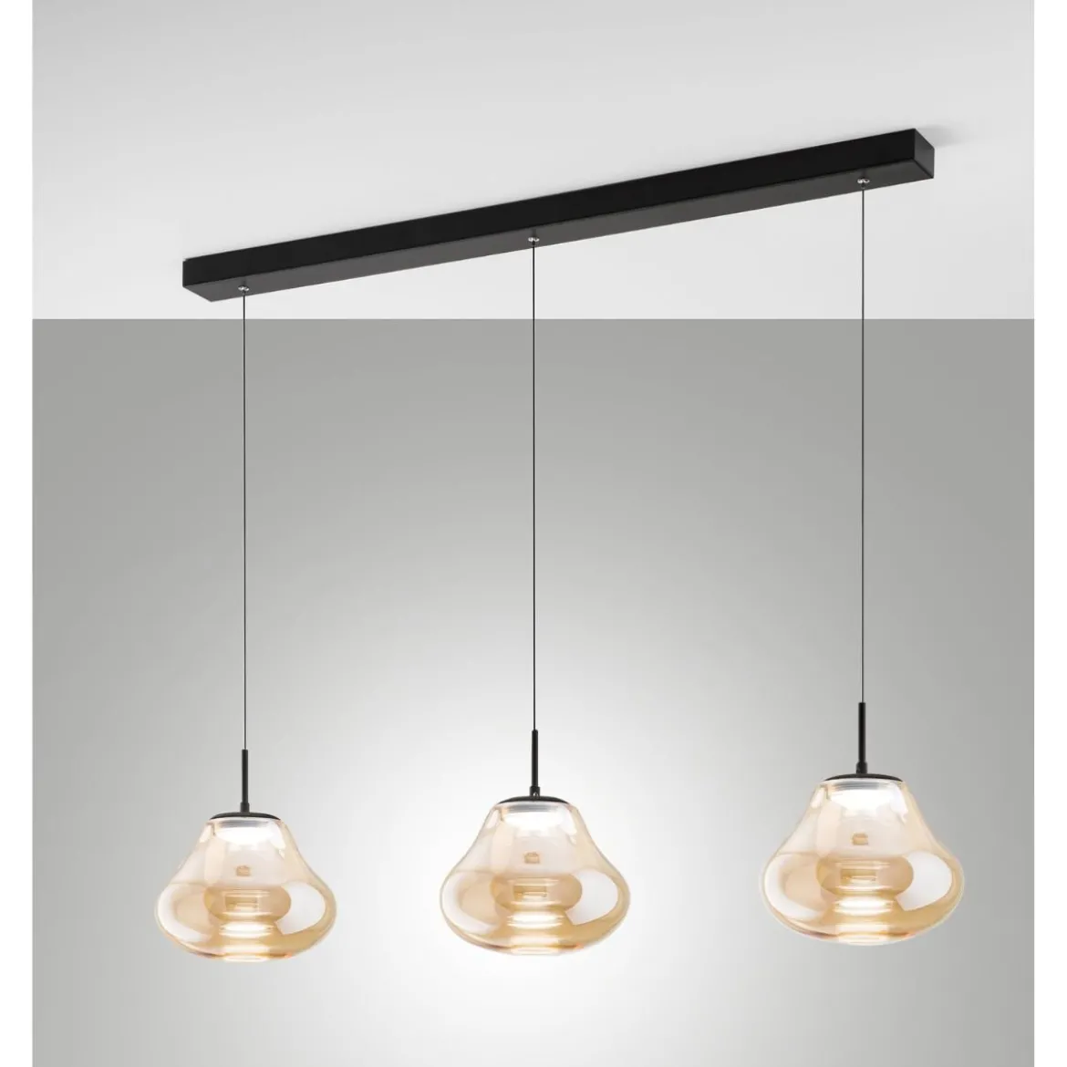Fabas Luce 3774-48-125 LED Pendelleuchte Deva 3-flammig in Linie Amber dimmbar