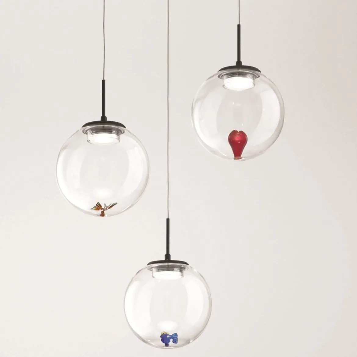 Fabas Luce 3770-47-373 LED Pendelleuchte Ariel mit Figuren transparent 3 Step Dim