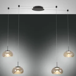 Fabas Luce 3755-49-365 LED Pendelleuchte Brena 4-flammig cognac 3 Step Dim