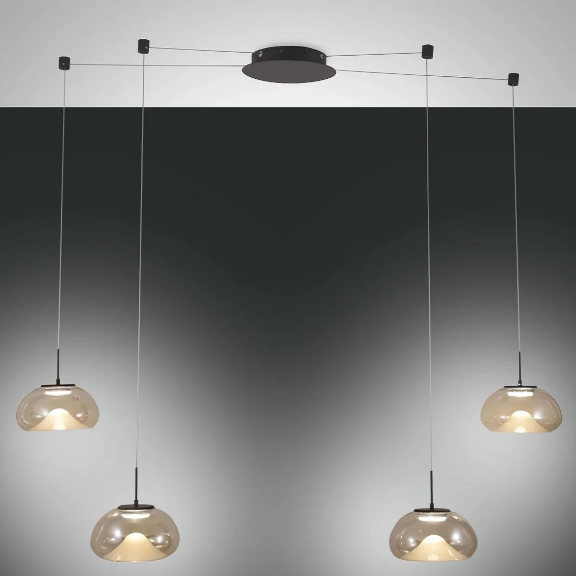 Fabas Luce 3755-49-365 LED Pendelleuchte Brena 4-flammig cognac 3 Step Dim