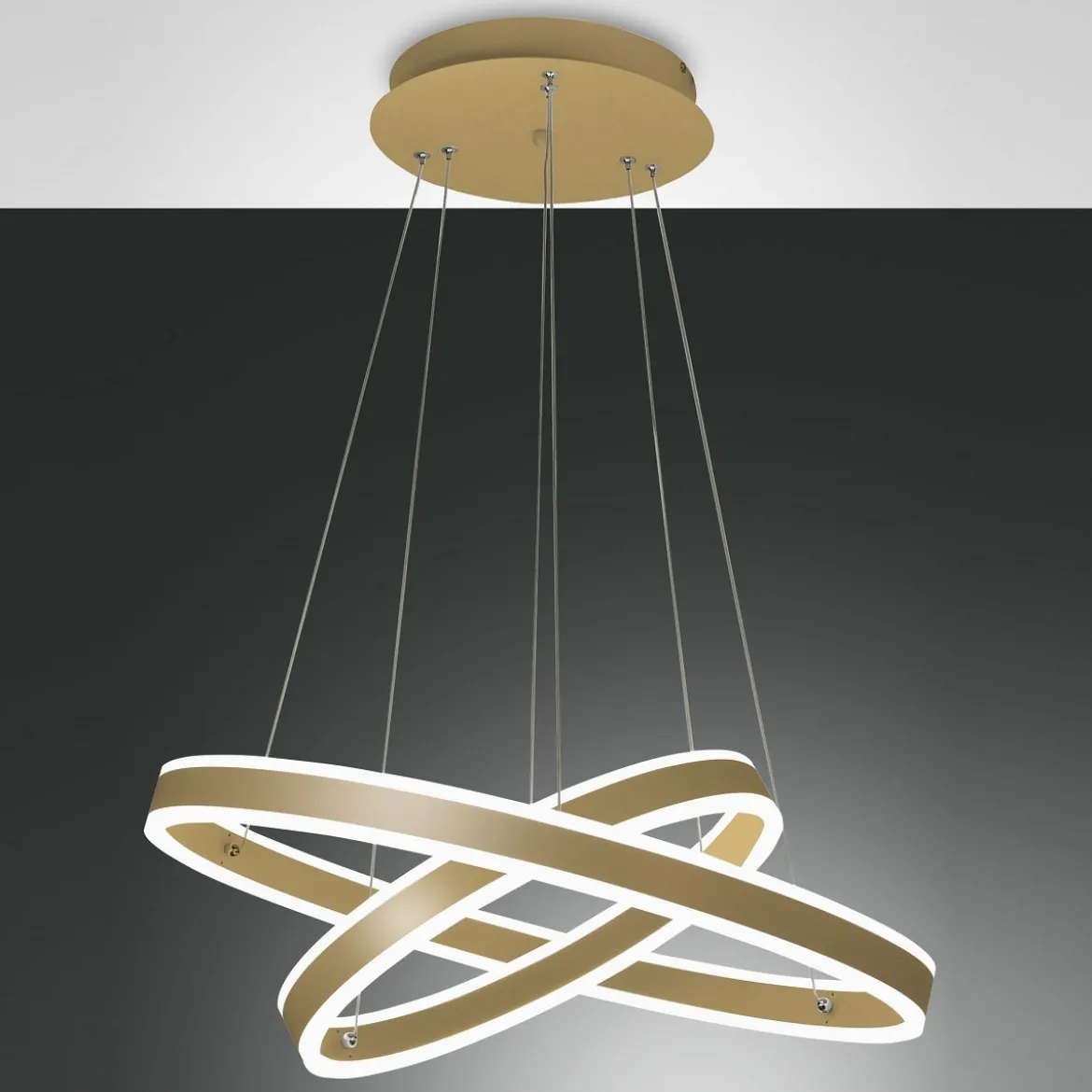 Fabas Luce 3743-45-225 LED Pendelleuchte Palau 2 Ringe gold 3000K