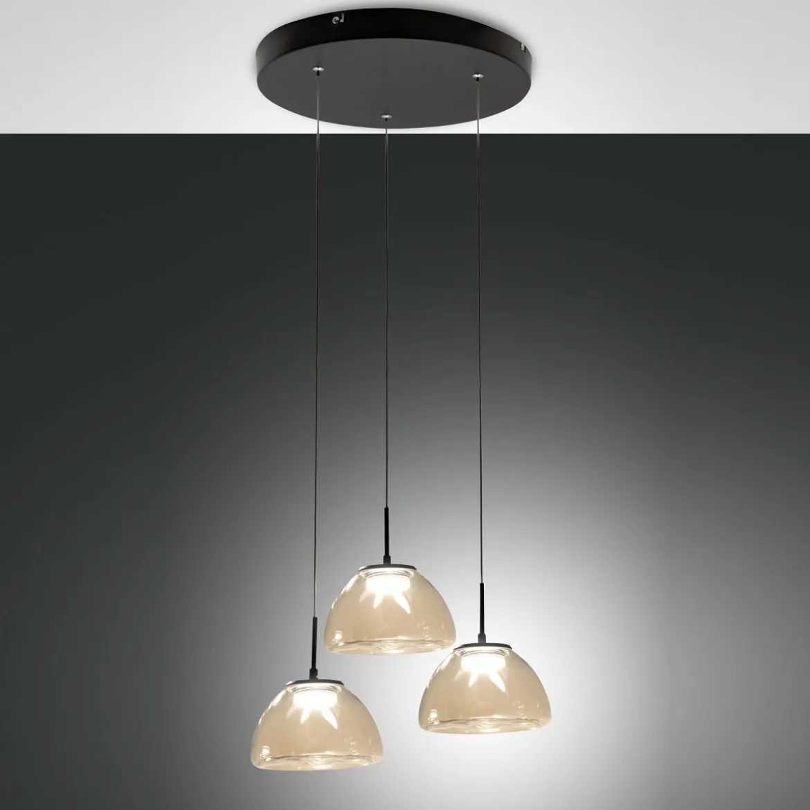 Fabas Luce 3764-47-365 LED Pendelleuchte Lucille 3-flammig cognac transparent