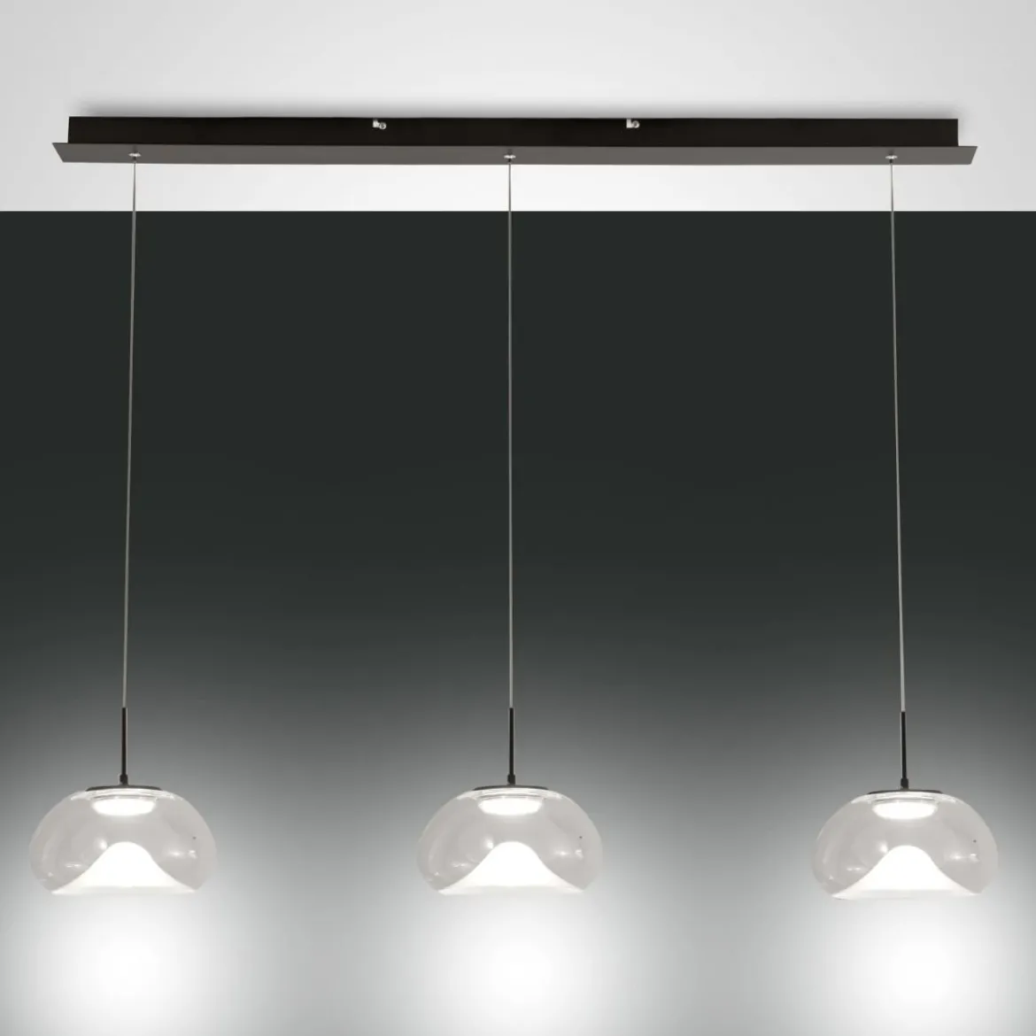 Fabas Luce 3755-48-241 LED Pendelleuchte Brena 3-flammig in Linie transparent 3 Step Dim