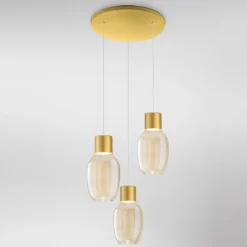 Fabas Luce 3768-47-365 LED Pendelleuchte Lapo 3-flammig cognac 3000K