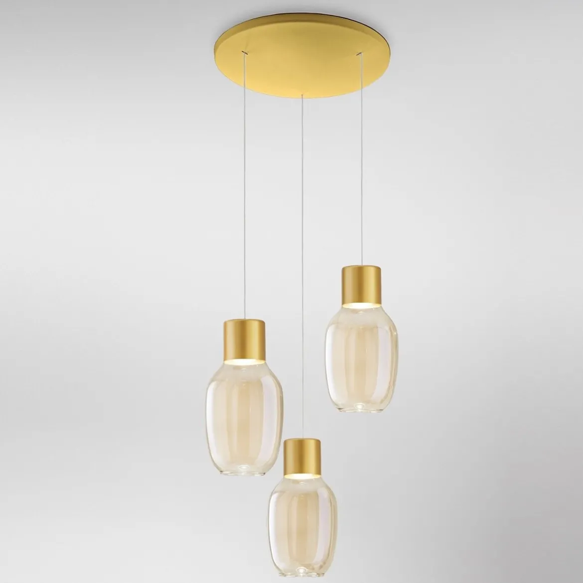 Fabas Luce 3768-47-365 LED Pendelleuchte Lapo 3-flammig cognac 3000K