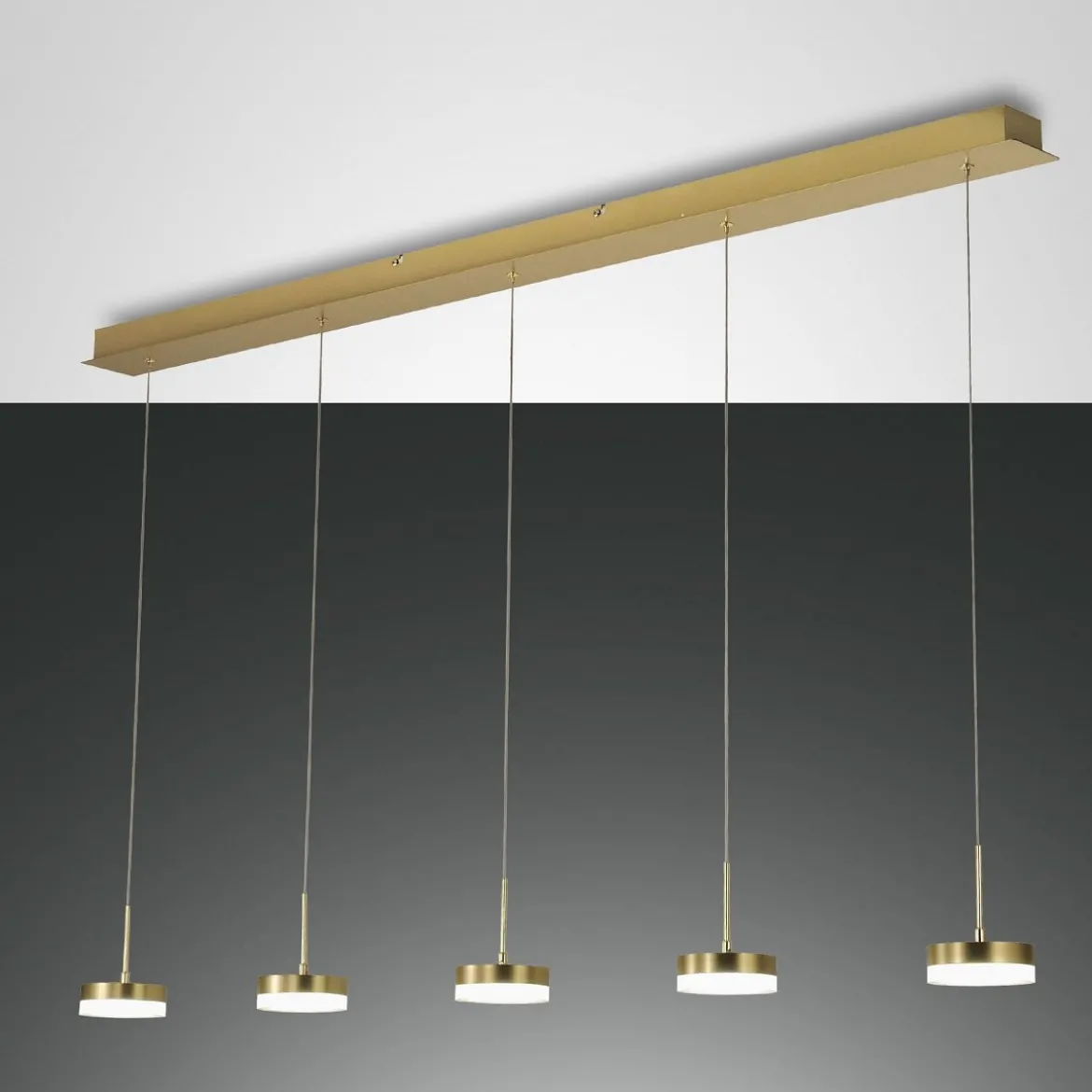 Fabas Luce 3239-48-119 LED Pendelleuchte Dunk 5-flammig messing satiniert