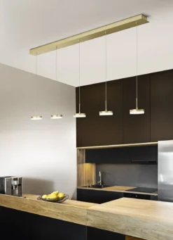 Fabas Luce 3239-48-119 LED Pendelleuchte Dunk 5-flammig messing satiniert