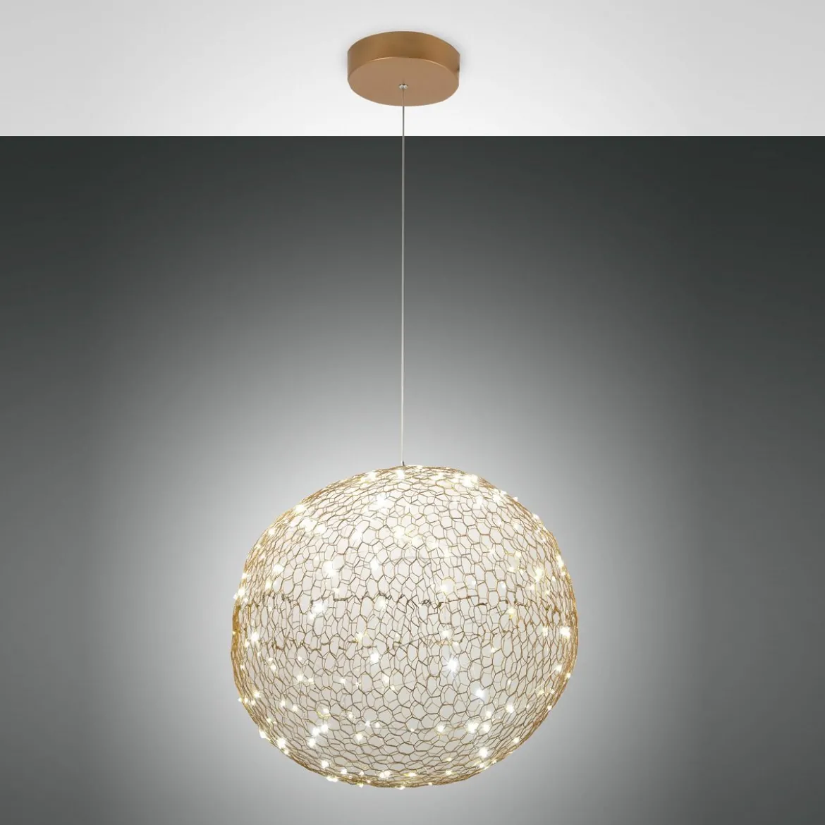 Fabas Luce 3693-45-225 LED Pendelleuchte Sumter rund 50cm goldfarben