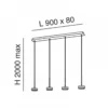Fabas Luce 3239-49-119 LED Pendelleuchte Dunk 4-flammig messing satiniert